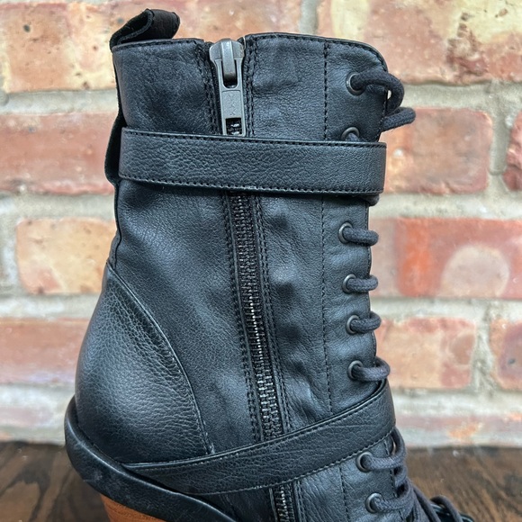 Ann Demeulemeester Black Wedge Lace Up Ankle Boots! - Picture 10 of 11